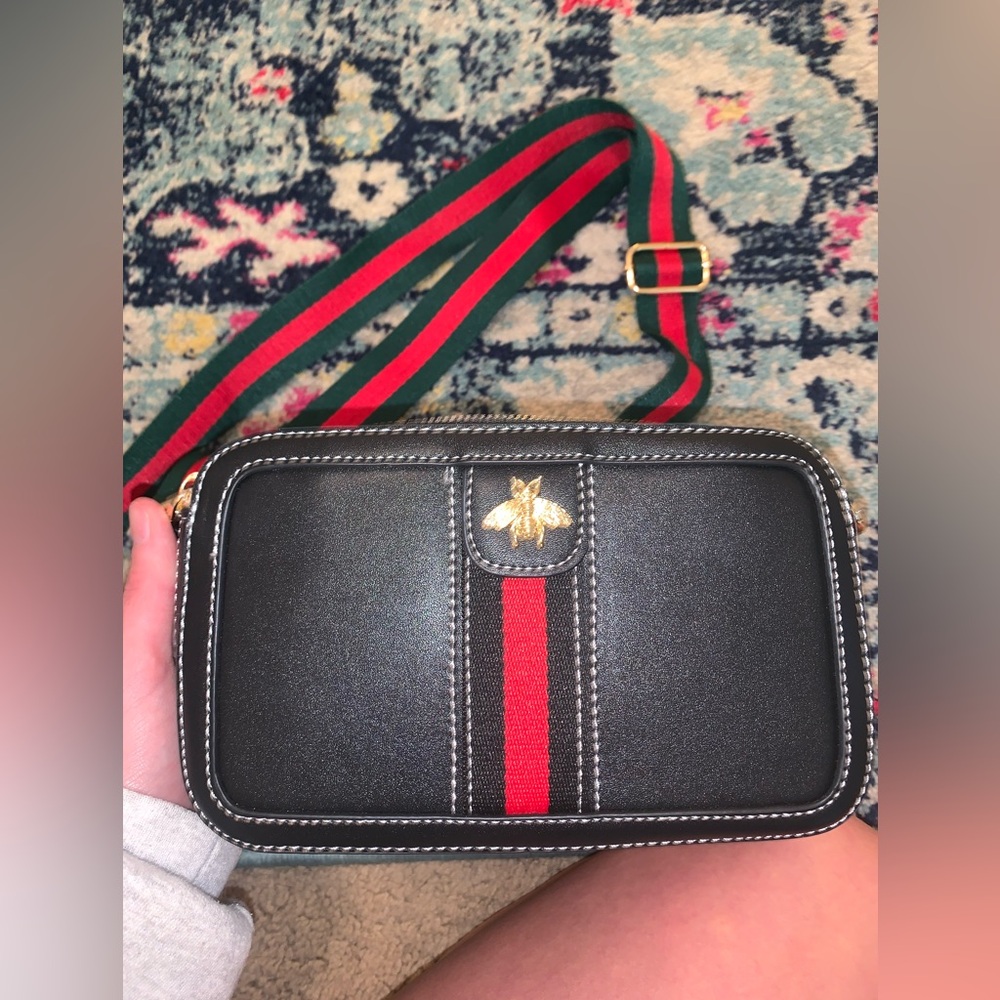 Black purse with both straps